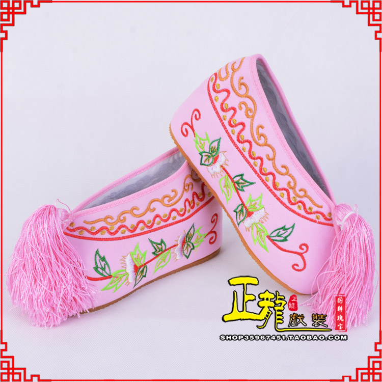 未央花旦鞋女绣花彩鞋 舒适款草花内高彩鞋