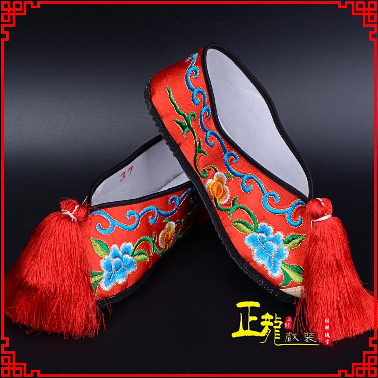未央京剧越剧戏曲彩鞋花旦绣花 普平底彩鞋